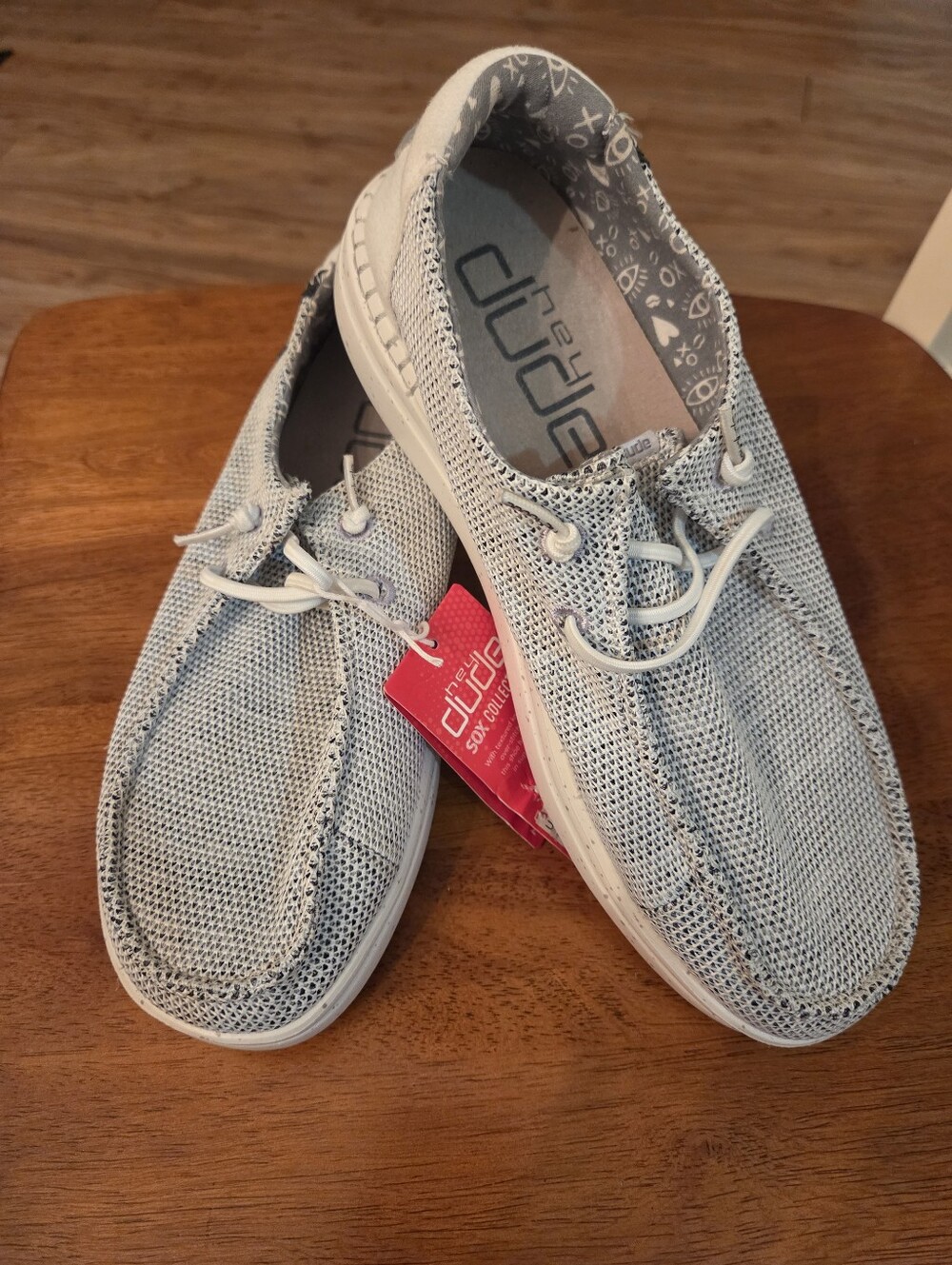Hey Dude Wendy Rise Sox Slip On Shoes Stone White Size 9 NWT